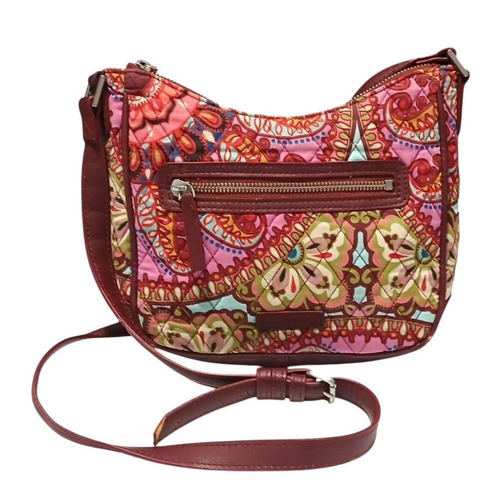 Vera Bradley Mini Andi Crossbody Bag Handbag Pink Red Multi Floral Paisley